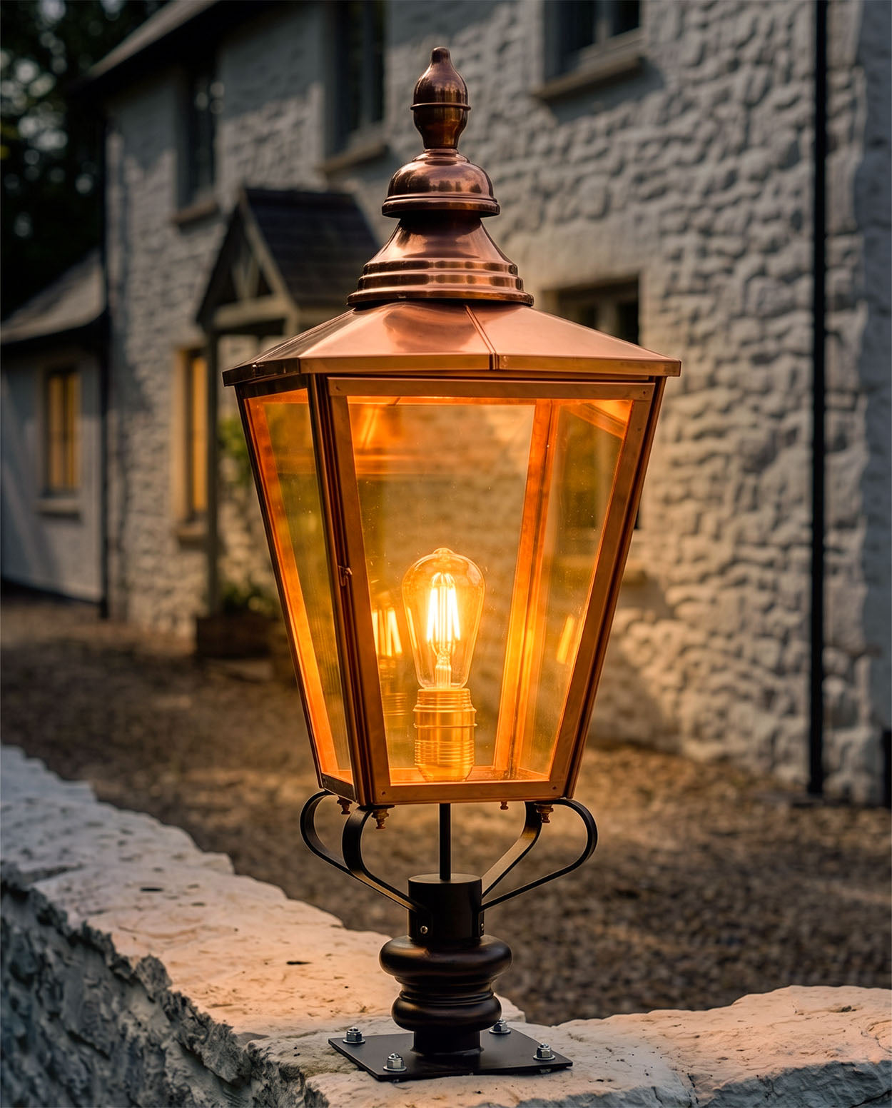 Copper Rochester Driveway Light - 105cm Digital Illustration  At Night 