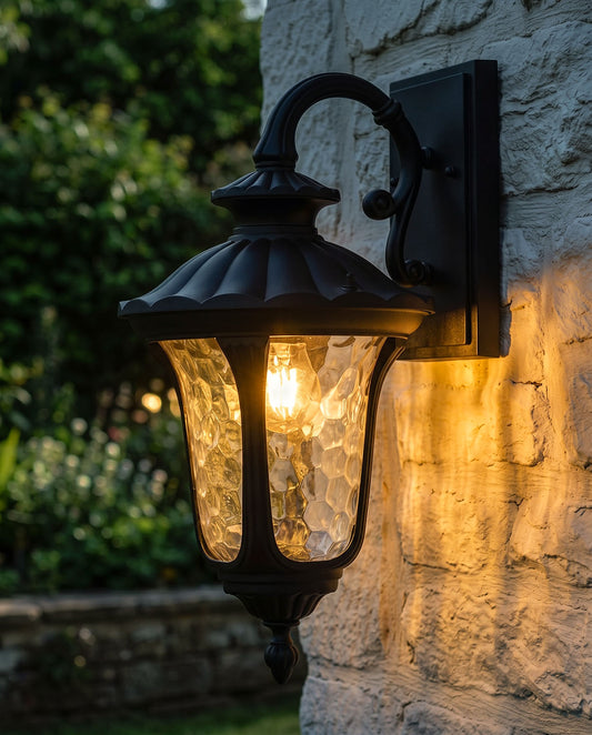 'HUDSON' ORNATE VICTORIAN ALUMINIUM TOP FIX WALL LANTERN - 48CM Digital Illustration At Night