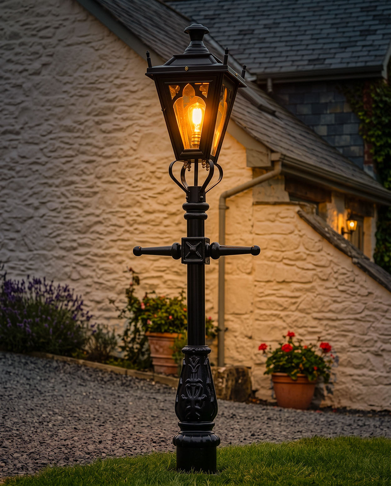 Black Gothic Miniature Lamp Post - 1.5m Digital Illustration At Night