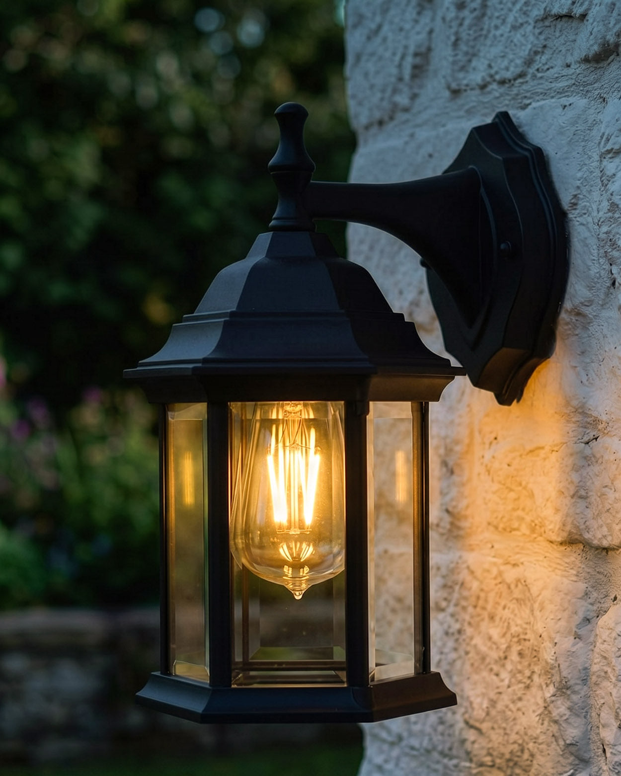 TRADITIONAL BLACK TOP-FIX WALL LANTERN Digital Illustration At Night 