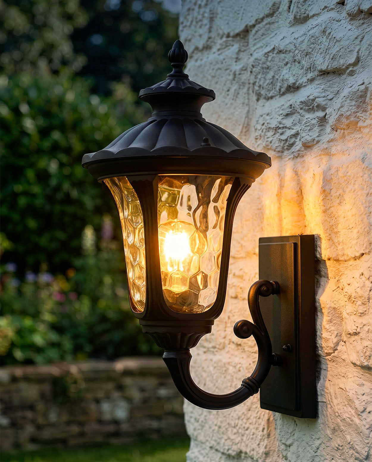 'Eaton' Traditional Ornate Victorian Aluminium Bottom Fix Wall Lantern - 44cm Digital Illustration At Night