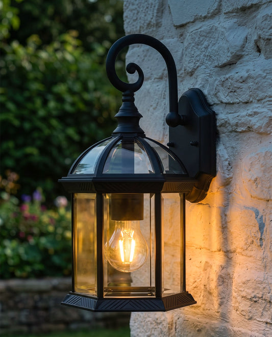 'BEESTON' TRADITIONAL OUTDOOR TOP FIX WALL LIGHT Digital Illustration At Night