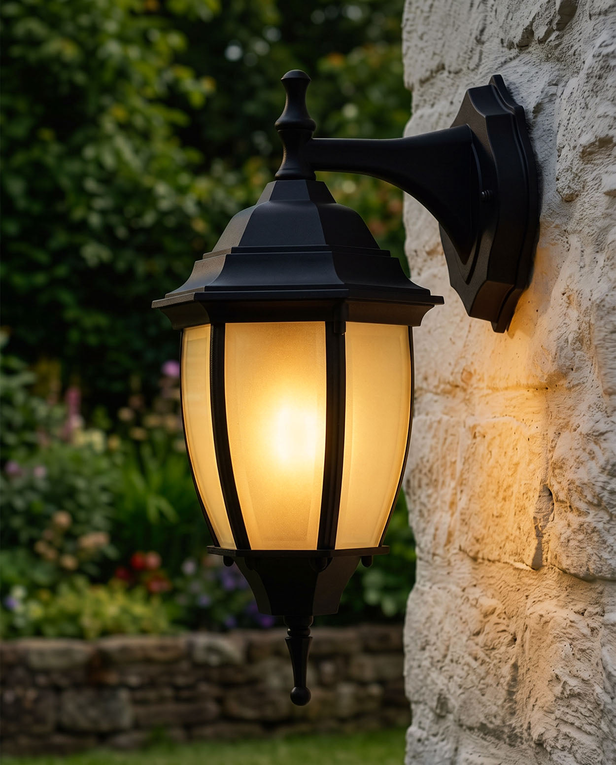 'Warwick' Small Traditional Outdoor Top Fix Wall Lantern Digital Illustration At Night
