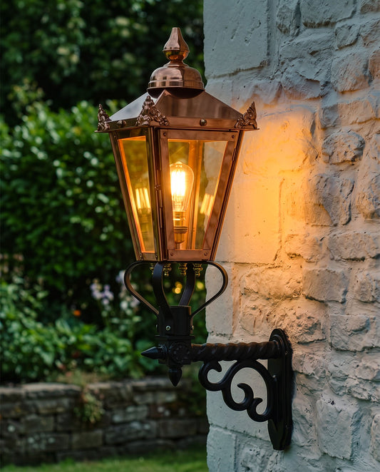 COPPER VICTORIAN WALL LIGHT Digital Illustration At Night
