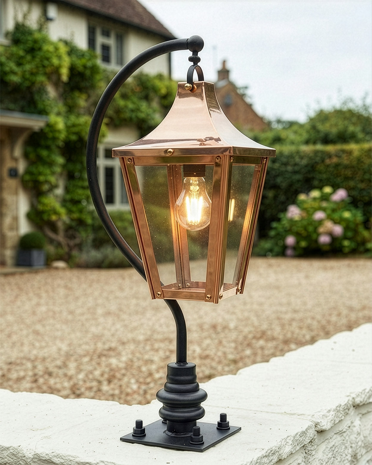 Copper Swan Neck Driveway Post Light - 106cm Digital Illustration