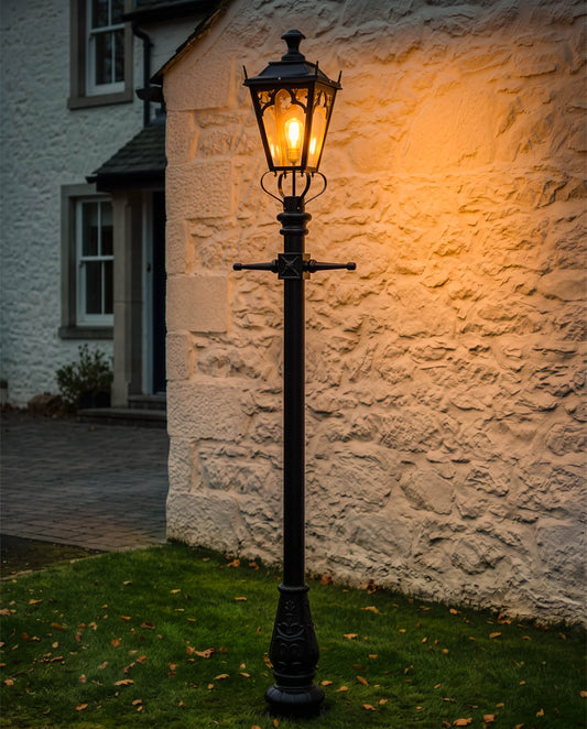 Gothic Garden Feature Lamp Post Digital Illustration At Night