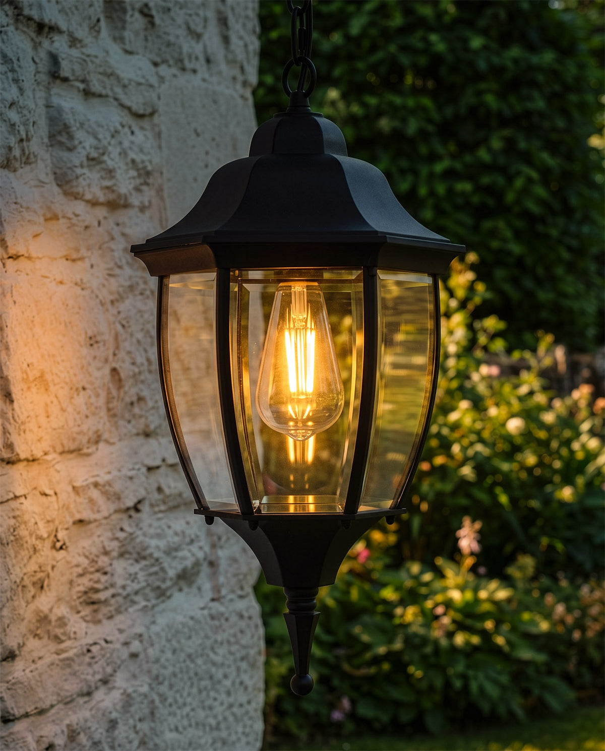 'Fawley' Victorian Chain Hanging Lantern Digital Illustration At Night