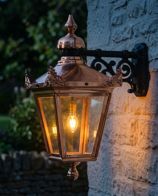 COPPER TOP FIX WALL LANTERN Digital Illustration At Night 