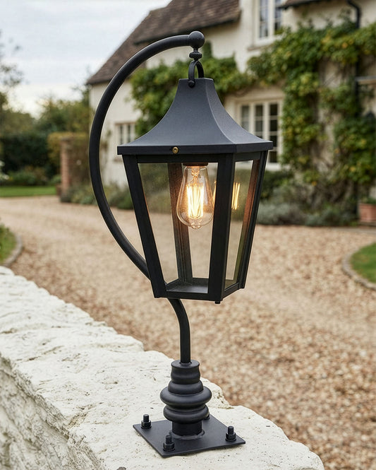 Black Swan Neck Driveway Post Light - 106cm Digital Illustration
