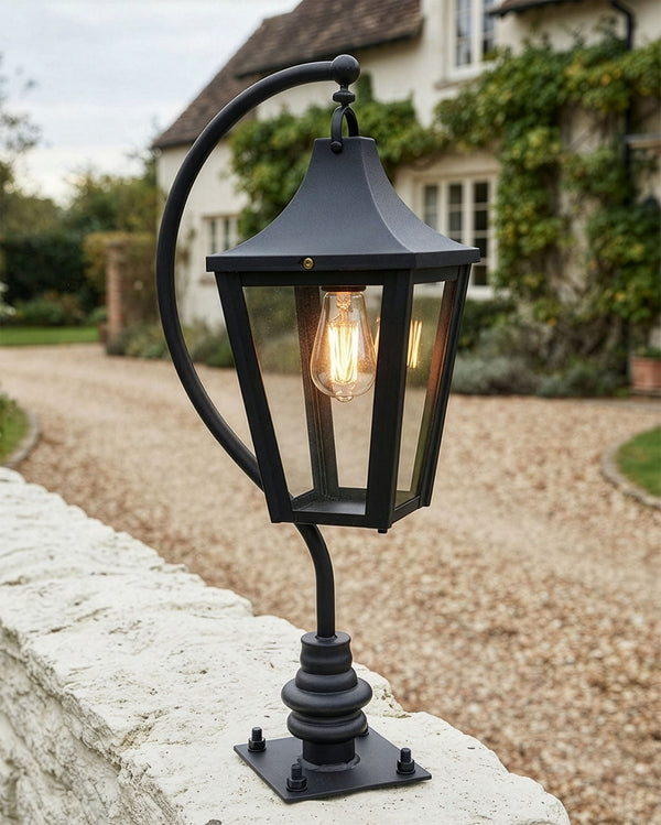 Black Swan Neck Driveway Post Light - 106cm