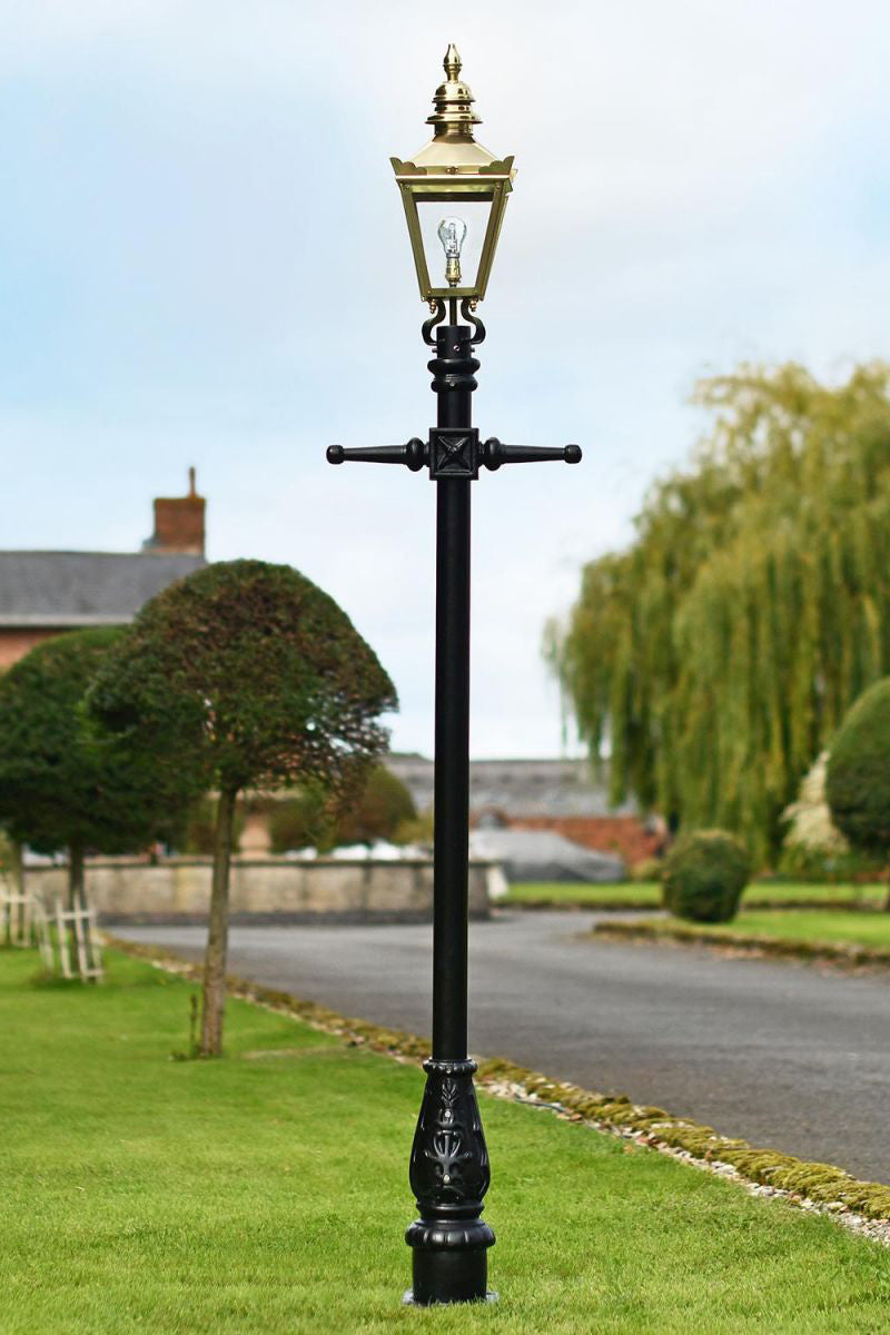 Large Victorian Brass Hexagon Lamp Post