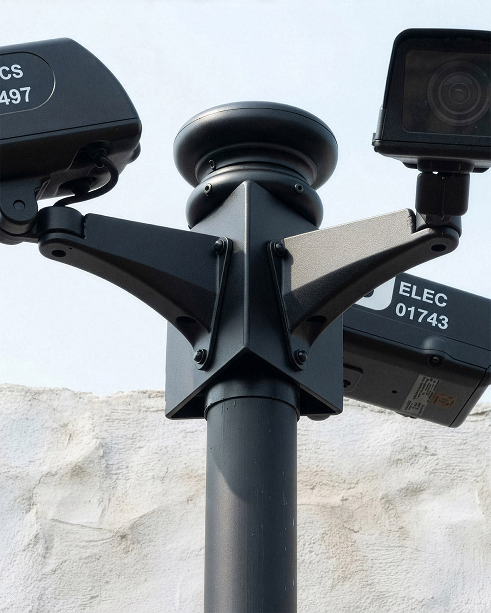 Close Up Of The Victorian Lamp Post With CCTV Camera Bracket