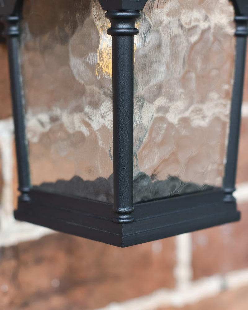 Close up of the dimpled glass pane 