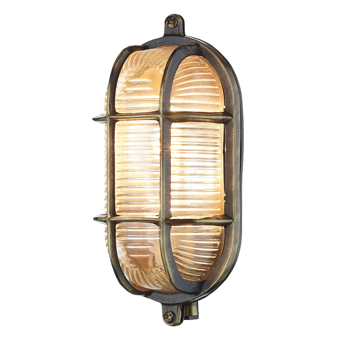 Dark Brass Flush Wall Lantern Nautical Style