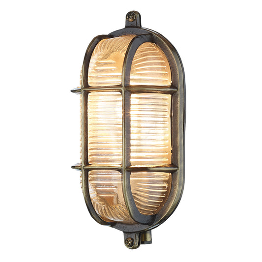 Dark Brass Flush Wall Lantern Nautical Style