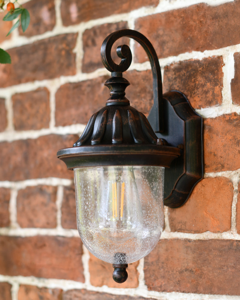 Angled view of the garden wall light 