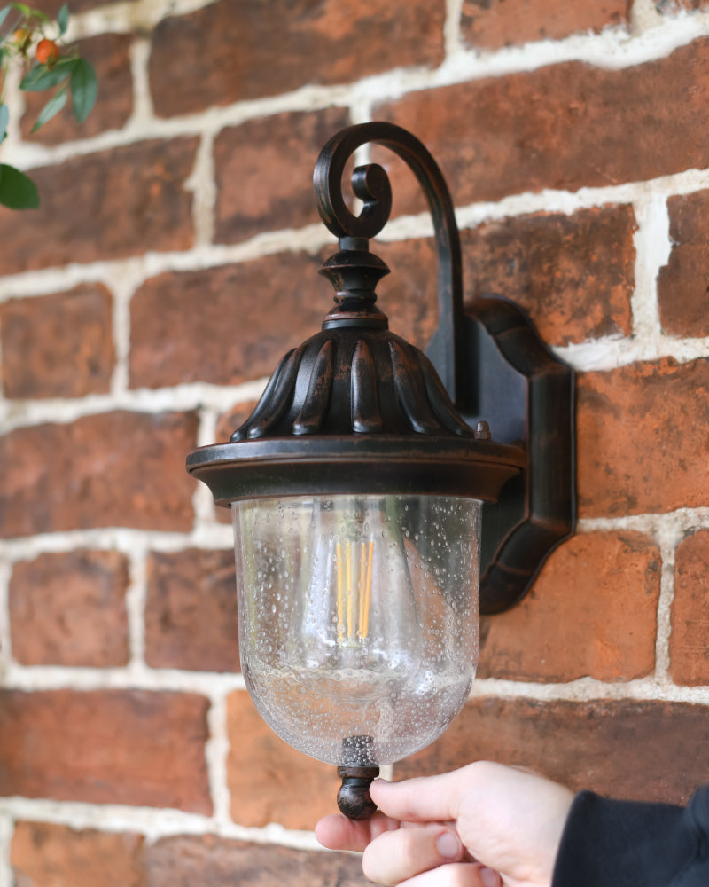 Life size scale of the copper 'Anderson' wall light 