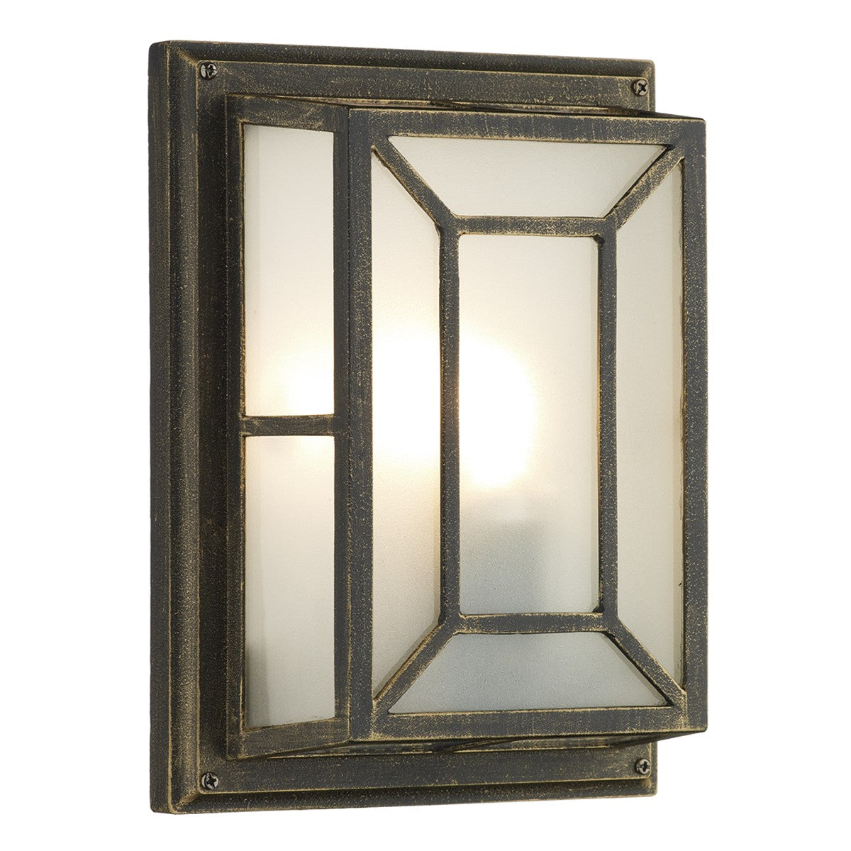 Antique Black and Gold Square Flush Wall or Ceiling Light Fitting