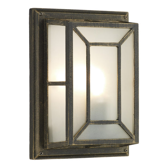 Antique Black and Gold Square Flush Wall or Ceiling Light Fitting