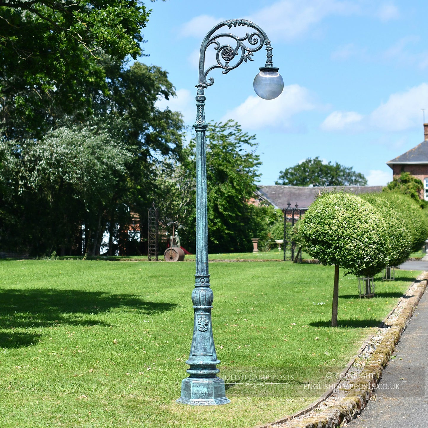 Antique Blue Cast Iron Ornate Lamp Post