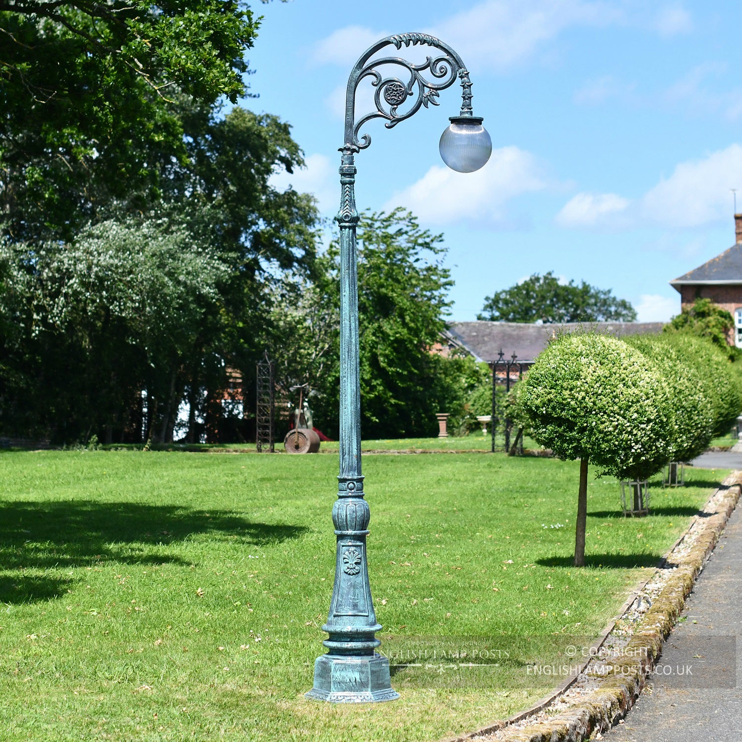 Antique Blue Cast Iron Ornate Lamp Post