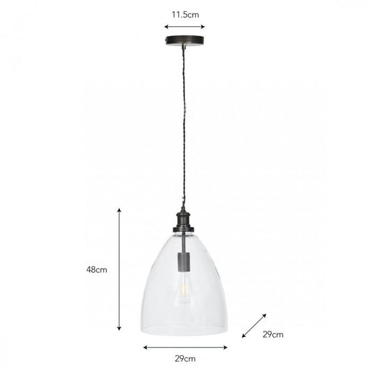 Antique Brass Bullet Hanging Pendant Light by Garden Trading With Dimensions