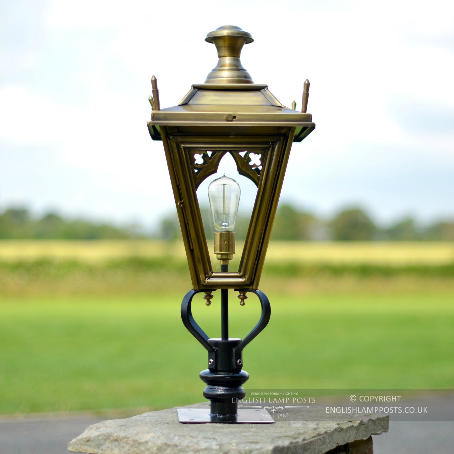 Antique Brass 'Canterbury' Pillar Light - 71cm