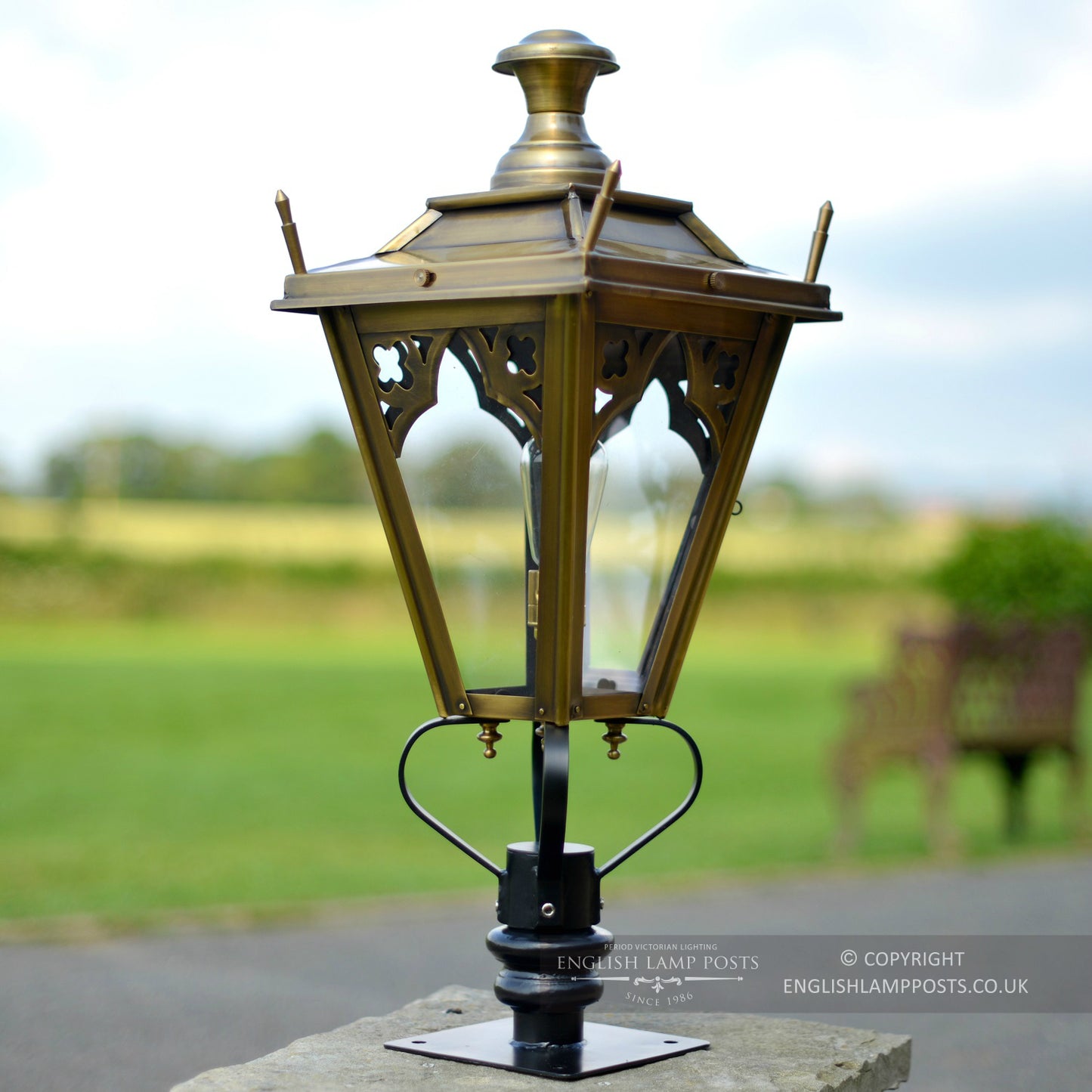Antique Brass 'Canterbury' Pillar Light - 71cm