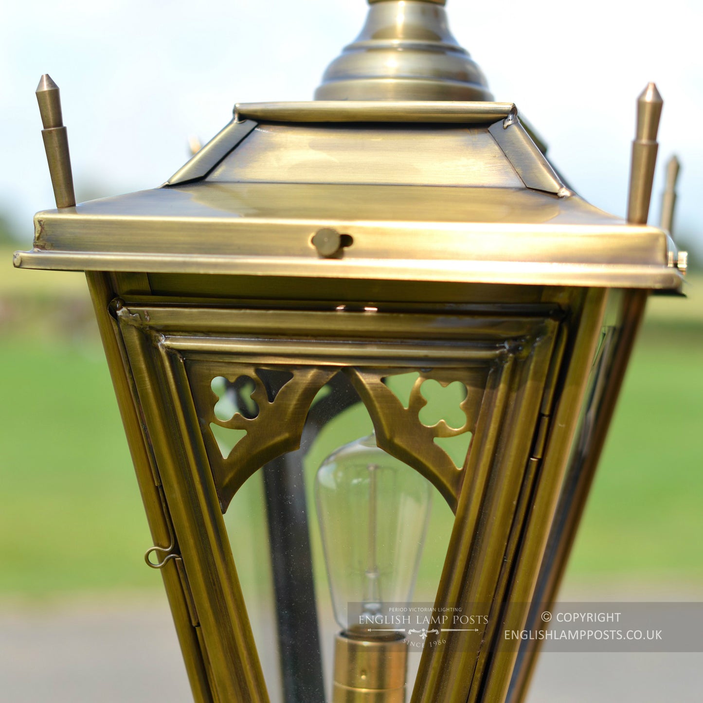 Antique Brass 'Canterbury' Pillar Light - 71cm