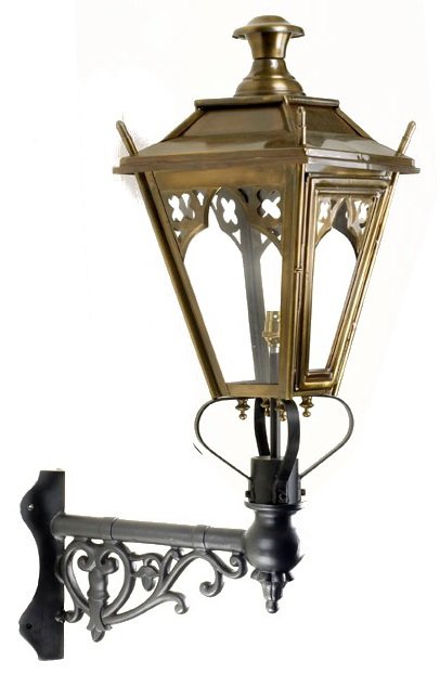 Antique Brass Deluxe 'Dorchester' Wall Light On Ornate Corner Bracket