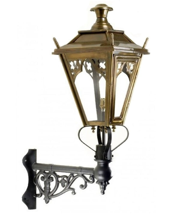 Antique Brass Deluxe 'Dorchester' Wall Light On Ornate Corner Bracket