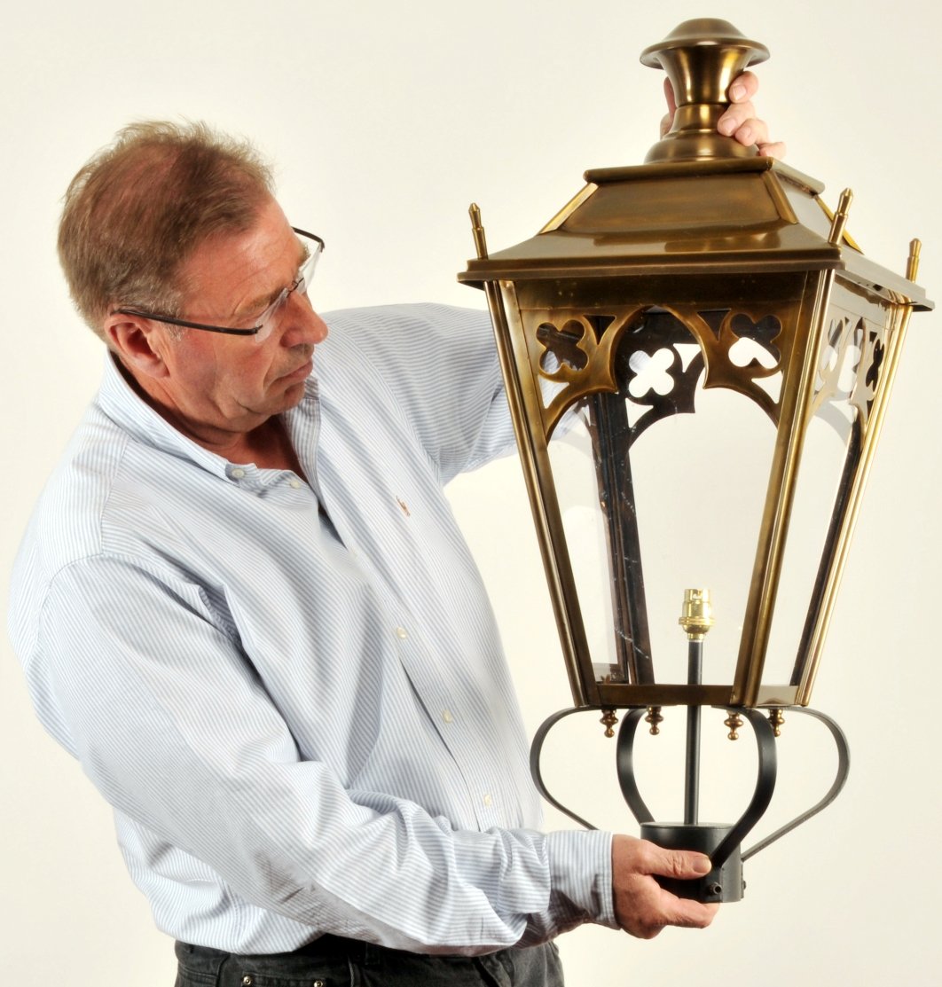 Life size scale of 75cm Antique Brass Gothic Lantern