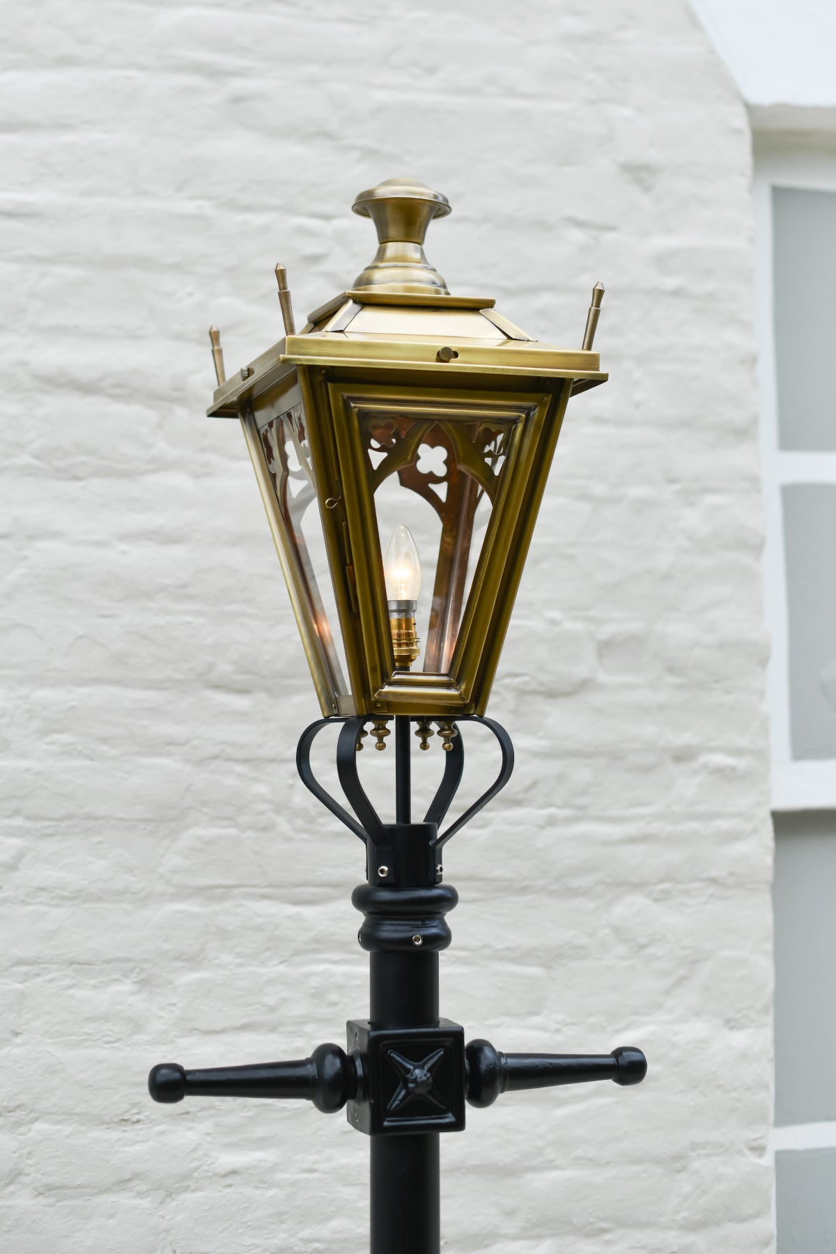 Antique Brass Gothic Lantern Top And Ladder Bars