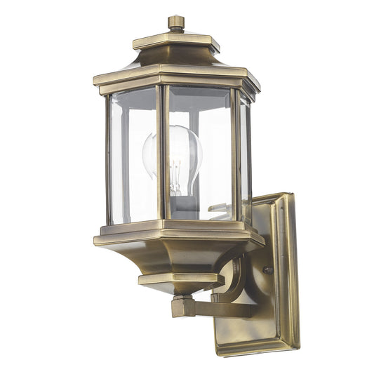 Antique Brass Hexagonal Wall Mounted Lantern
