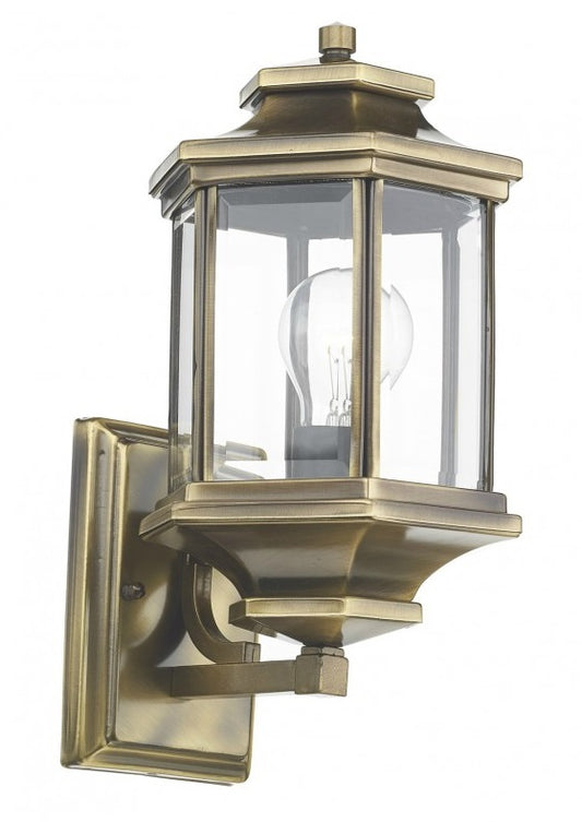 Antique Brass Hexagonal Wall Mounted Lantern