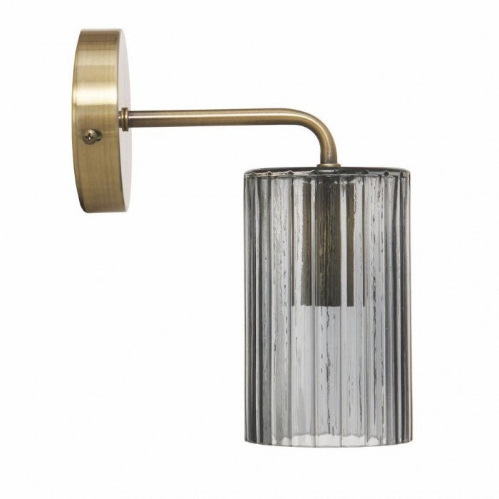 Antique Brass Ribbed Glass Wall Light by Garden Trading