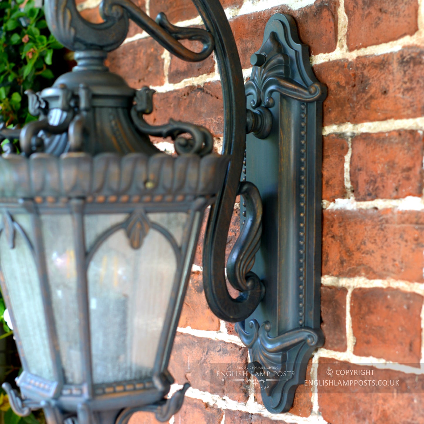 Antique Bronze Large Rococo Ornate Wall Lantern with Bracket