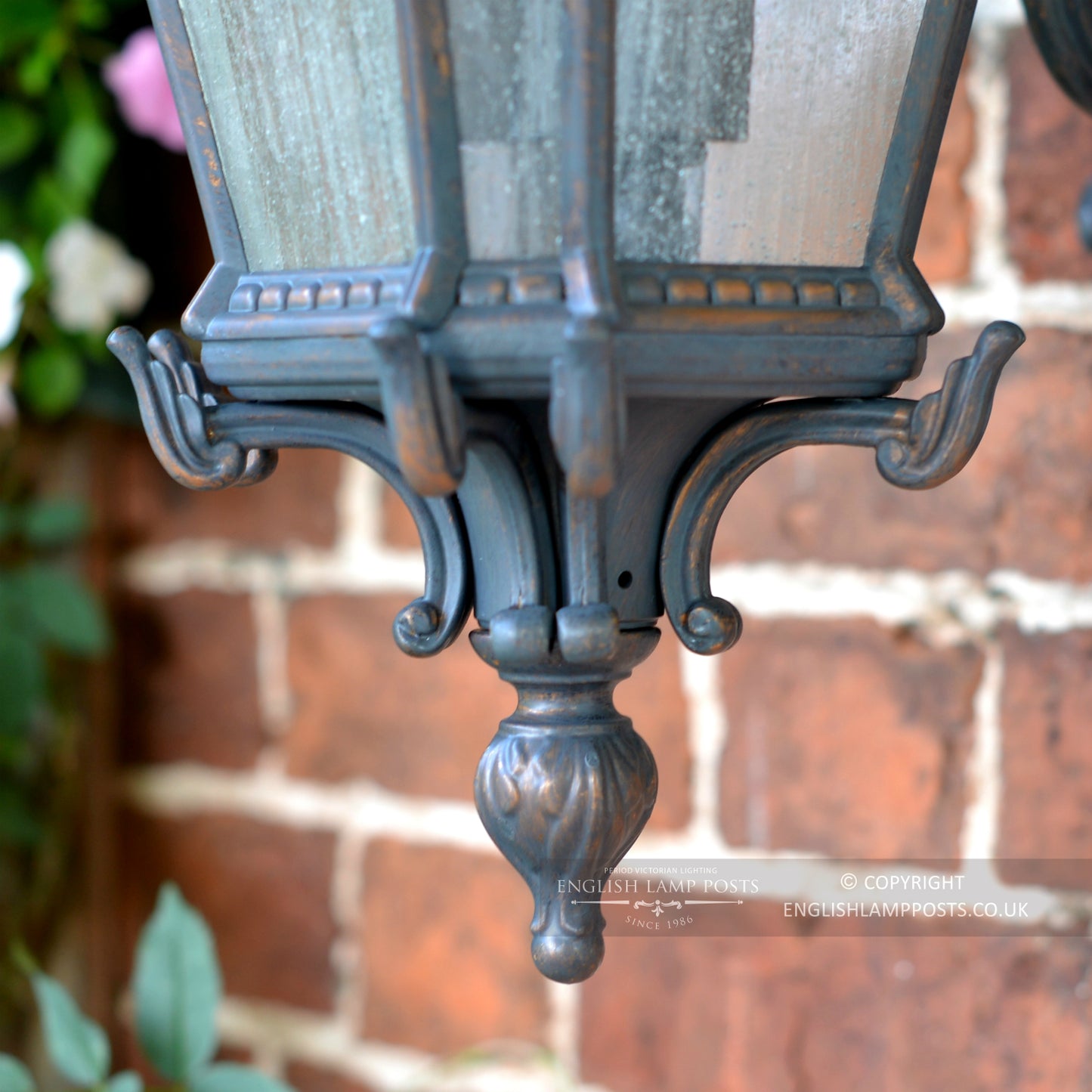 Antique Bronze Large Rococo Ornate Wall Lantern with Bracket