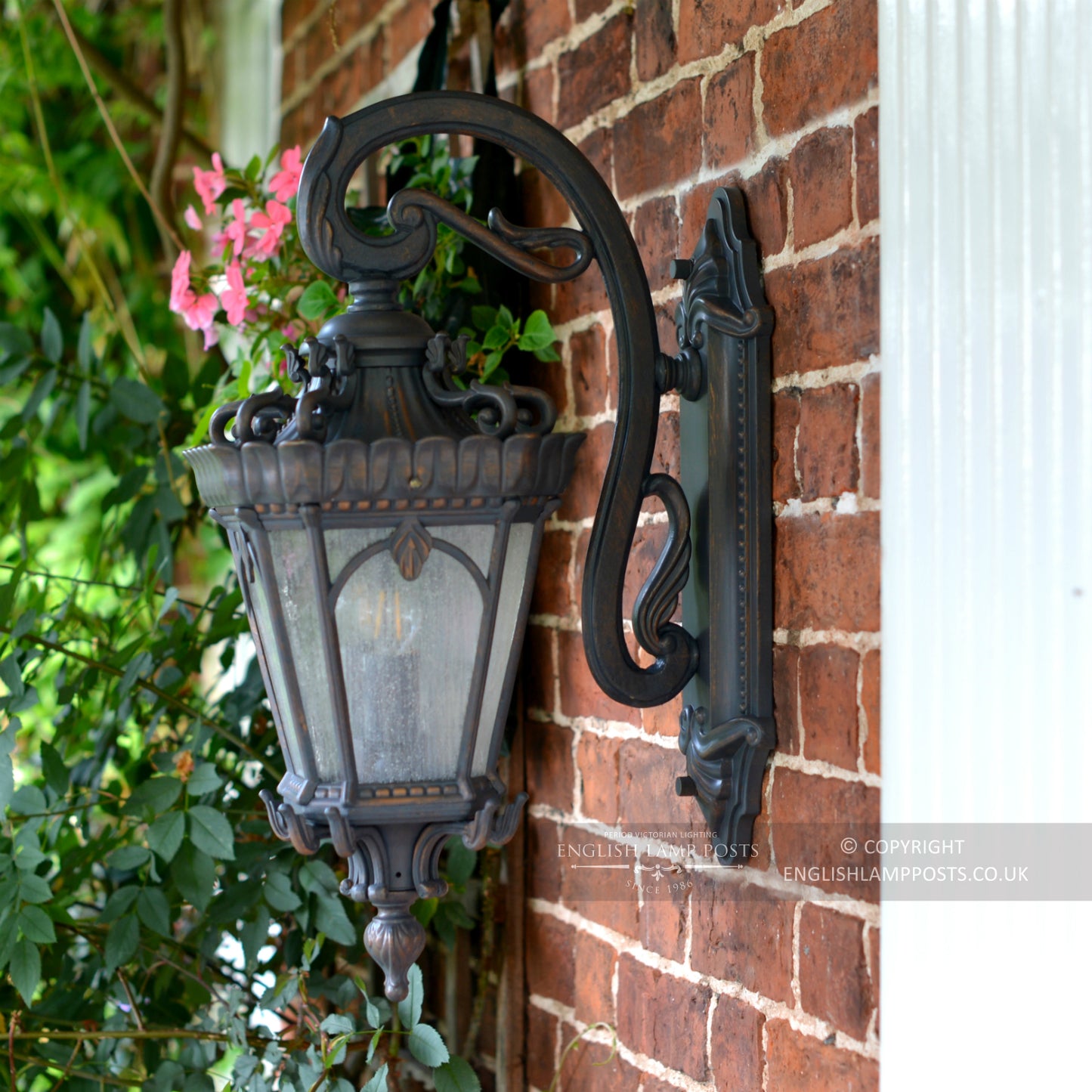 Antique Bronze Large Rococo Ornate Wall Lantern with Bracket