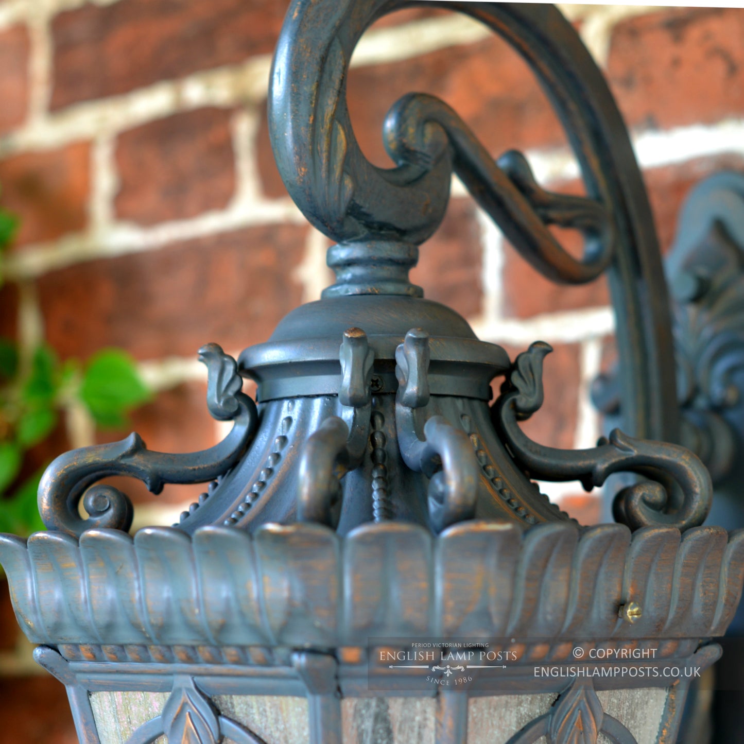 Antique Bronze Large Rococo Ornate Wall Lantern with Bracket
