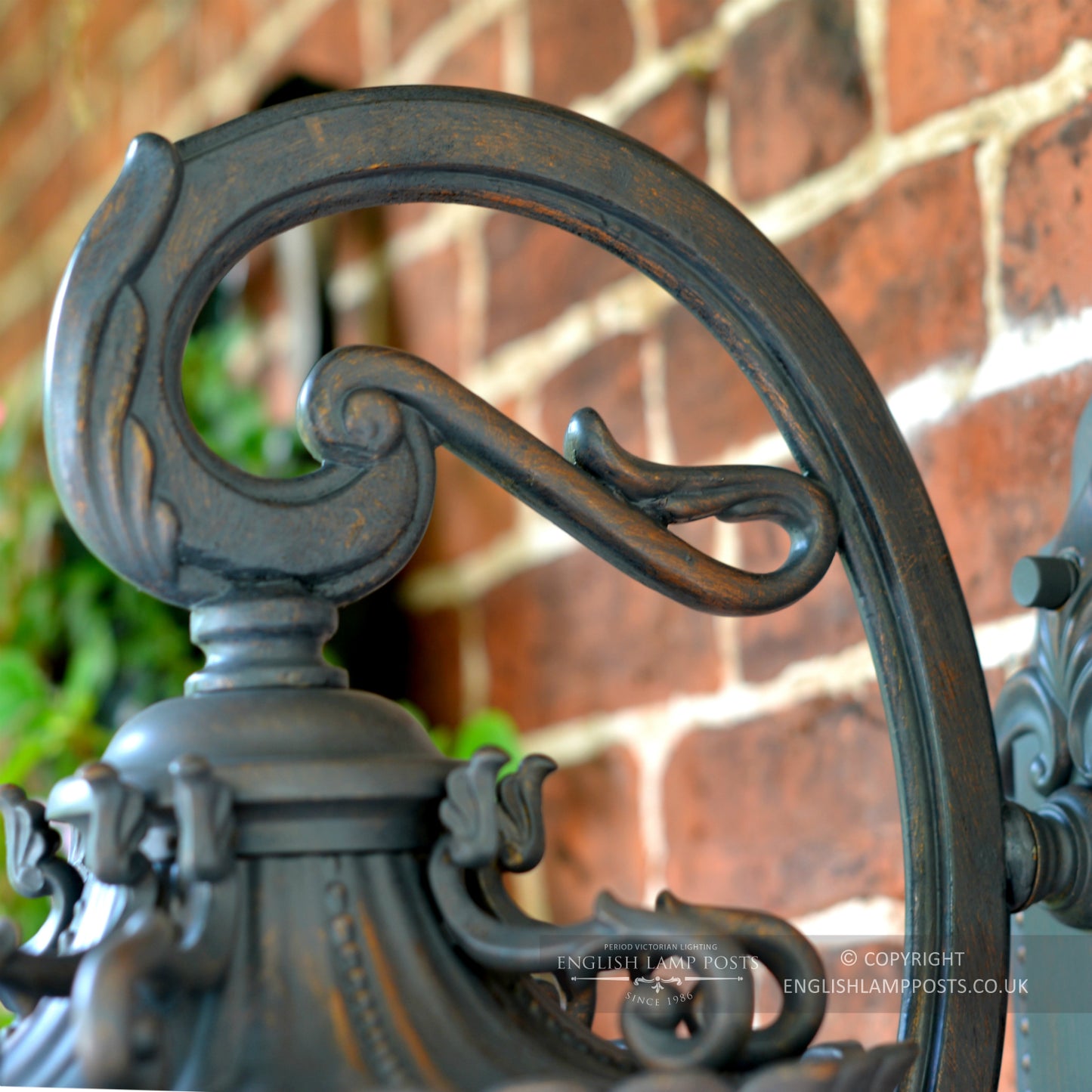 Antique Bronze Large Rococo Ornate Wall Lantern with Bracket