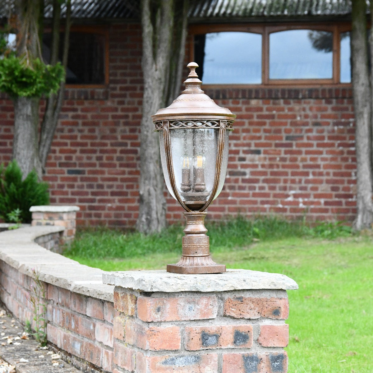 Antique Bronze Pedestal Post Light