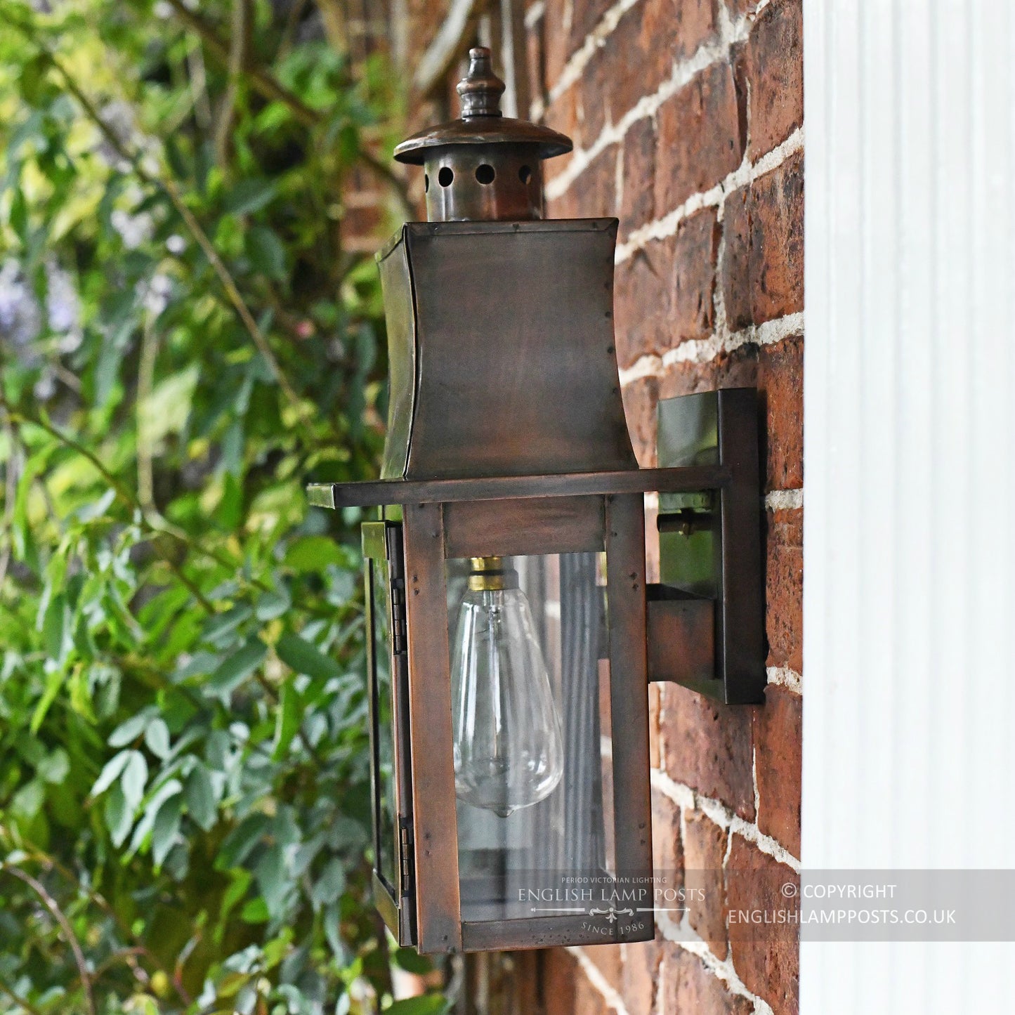 Antique Copper Flush Modern Style Wall Lantern Side View