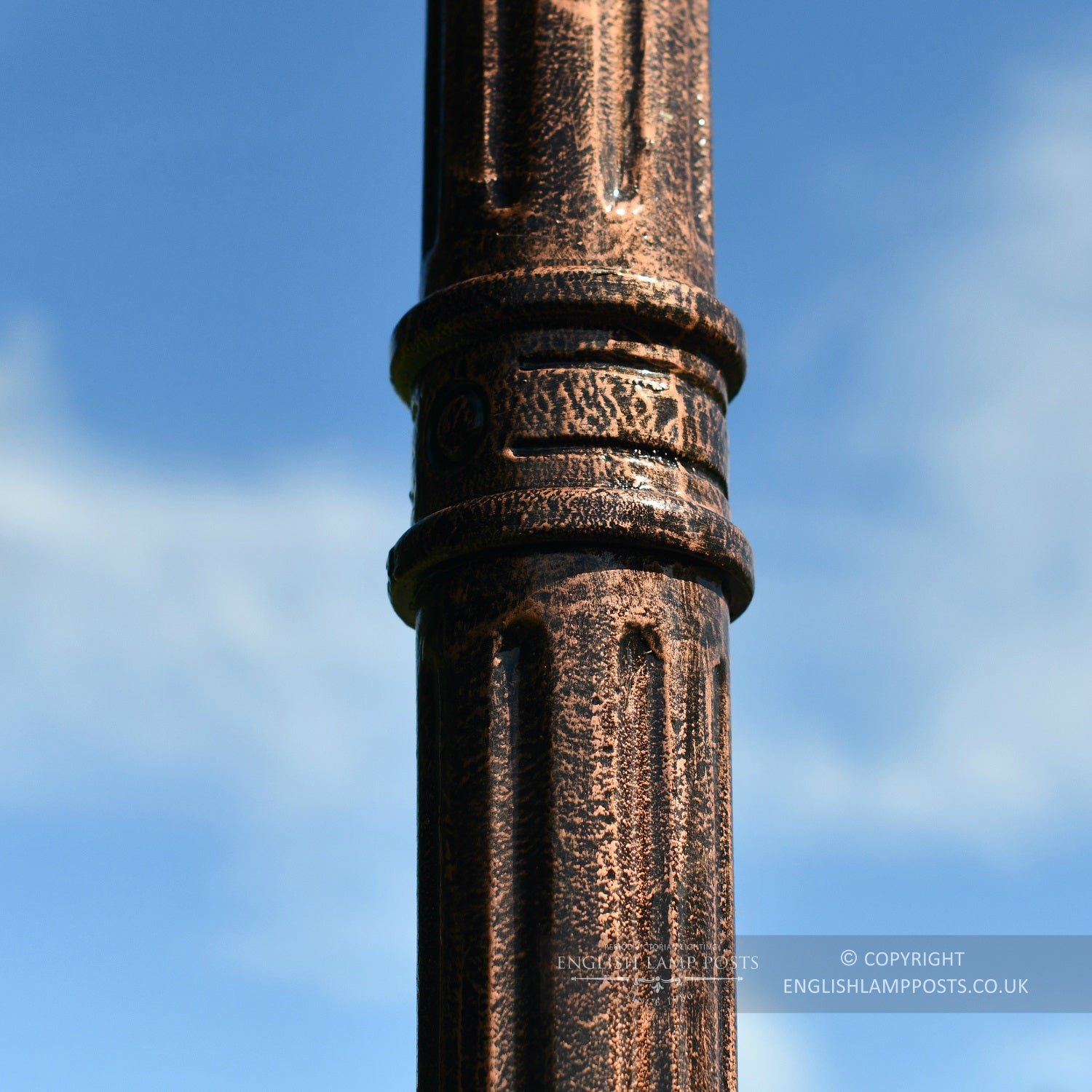 Antique Copper Fluted Cast Iron Lamp Post