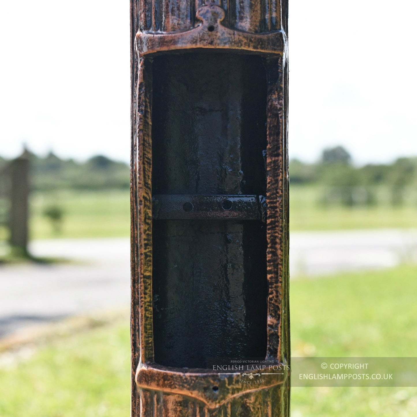 Antique Copper Polyurethane Lamp Post Column With Inspection Panel Cut-Out