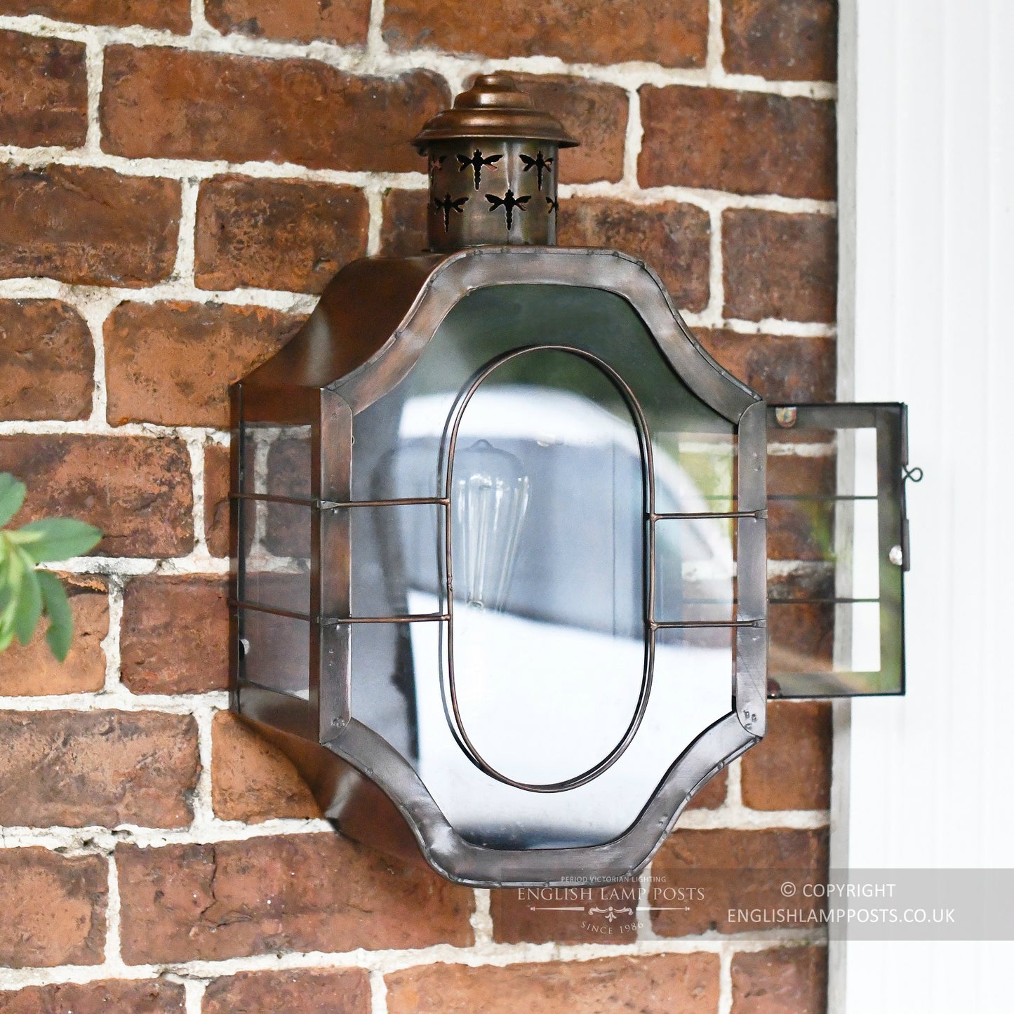 Antique Copper Wall Light With Side Opening Door