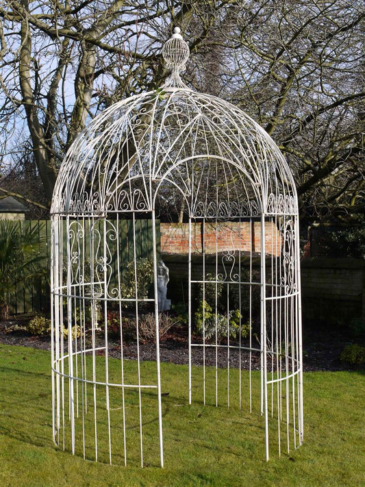 Antique Cream Bird Cage Metal Gazebo In Garden