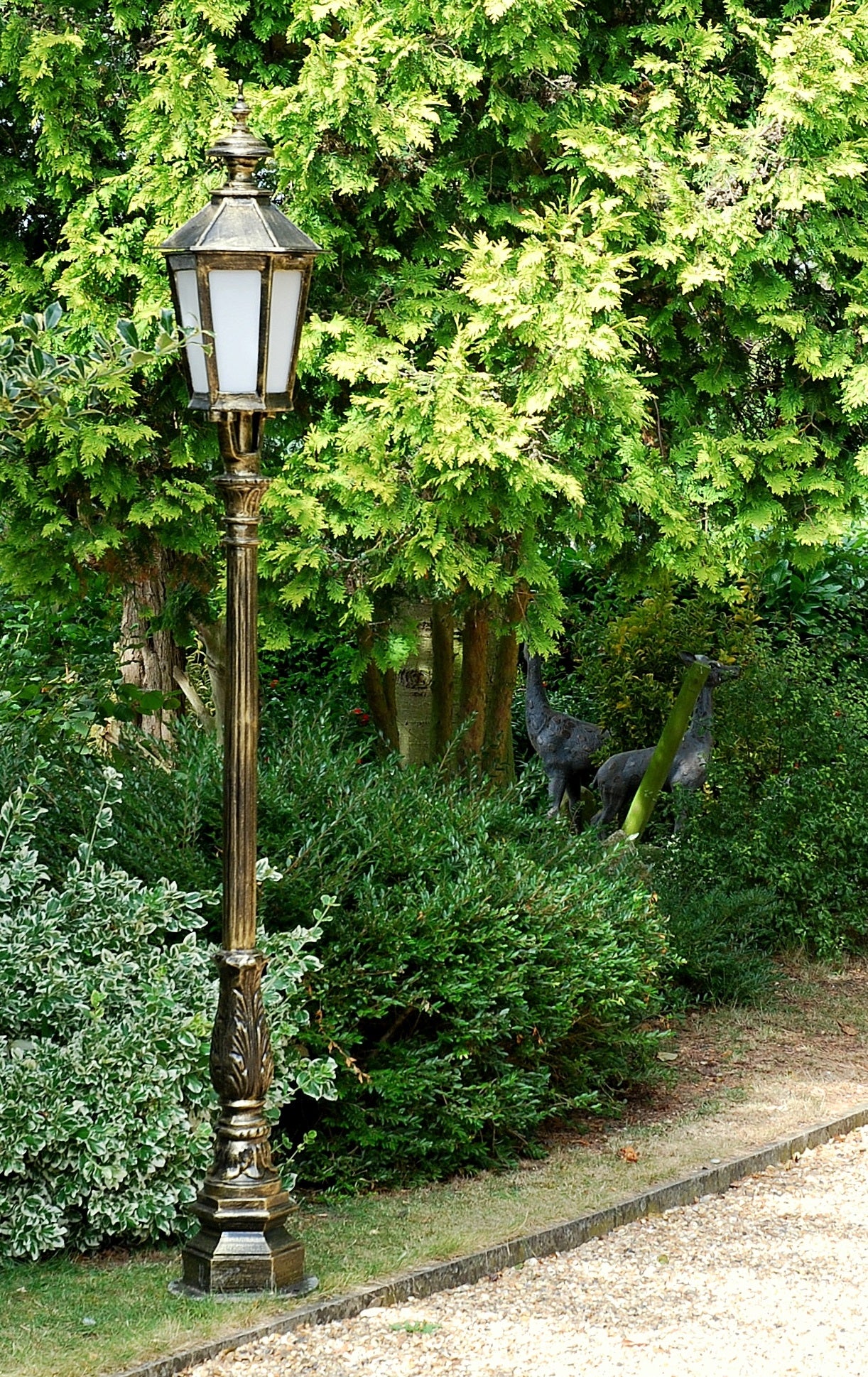 Antique Gold Cast Aluminium Garden Lamp Post
