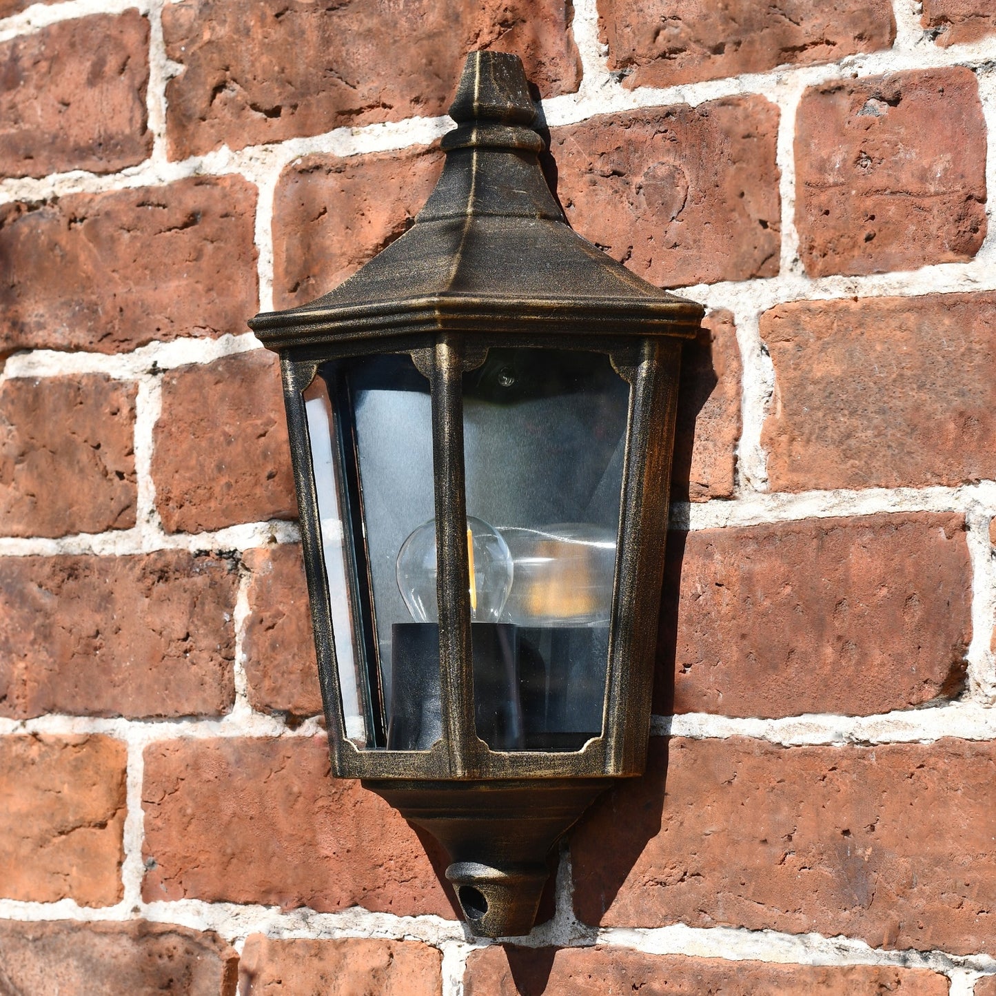 Antique Gold Flush Wall Lantern