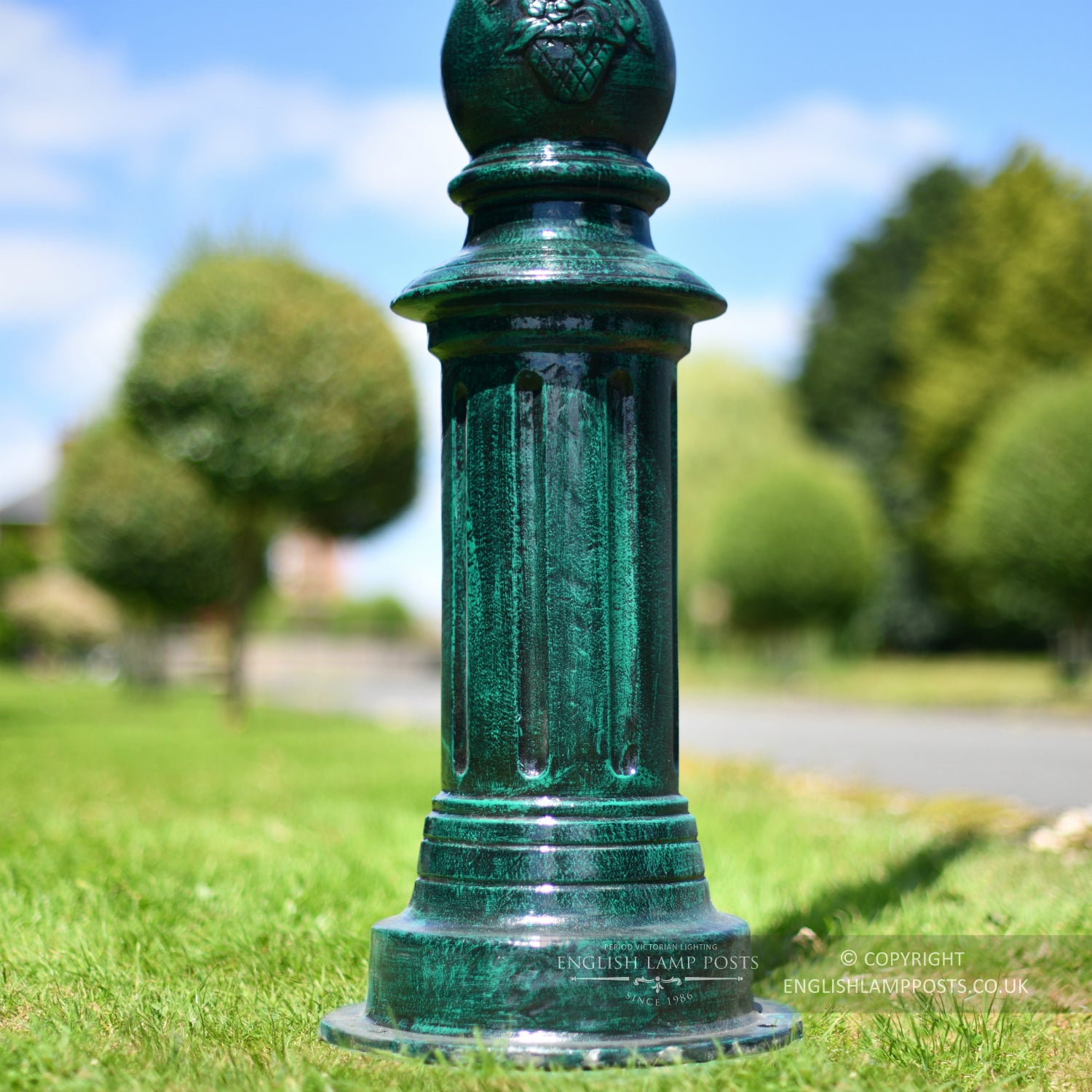 Antique Green Cast Iron Lamp Post Base